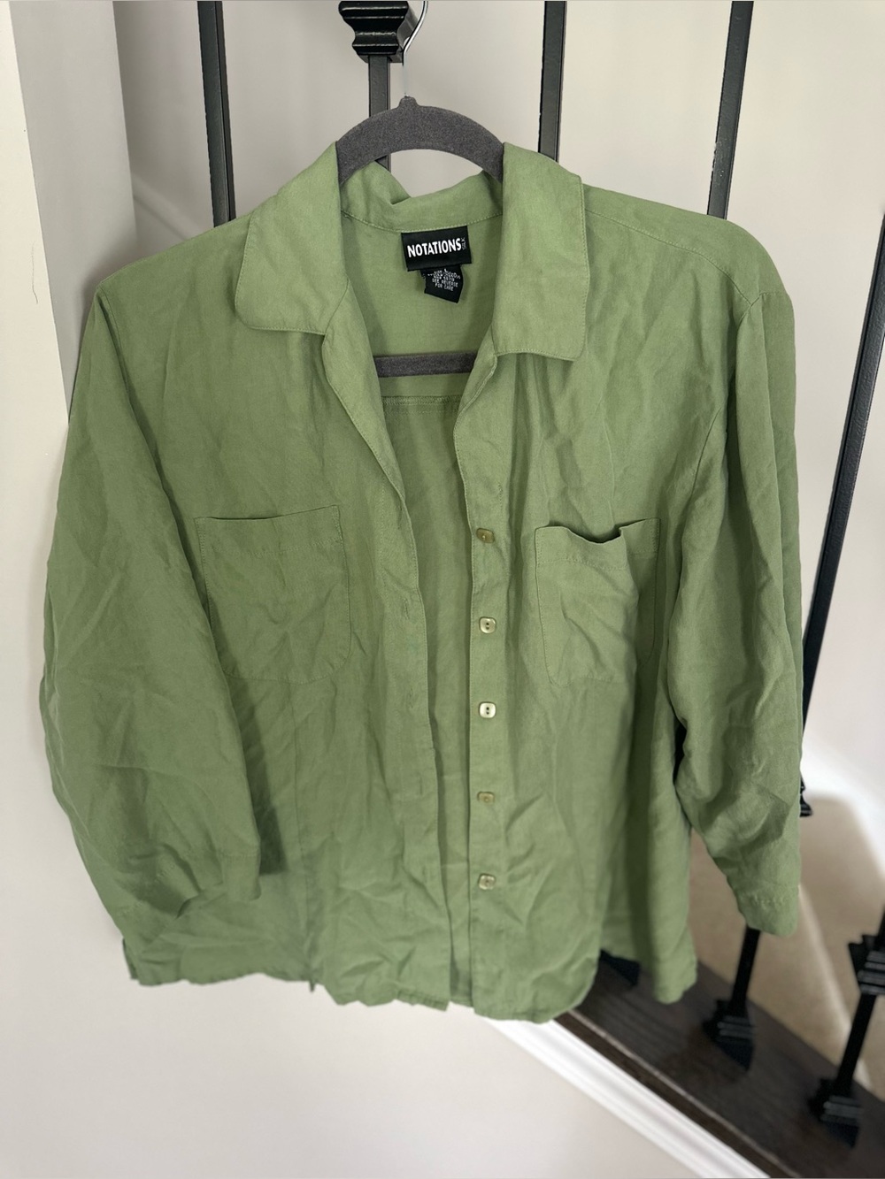 Notations Silk Blouse Button Down L